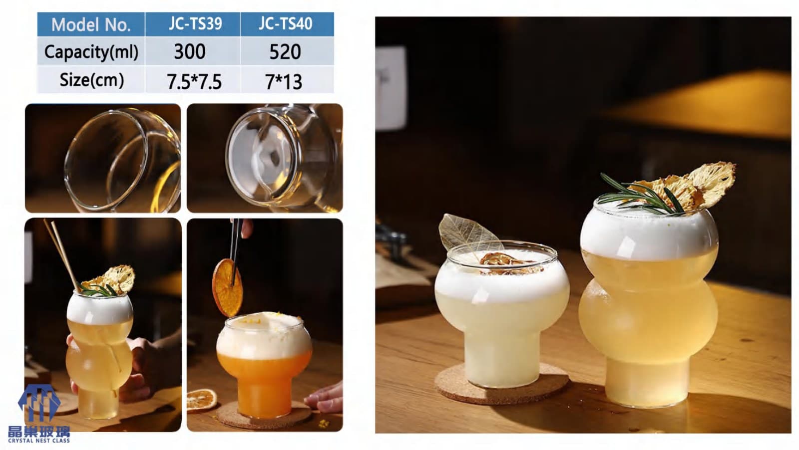 JC-TS39 - JC-TS40 Mushroom Cocktail Glass Set