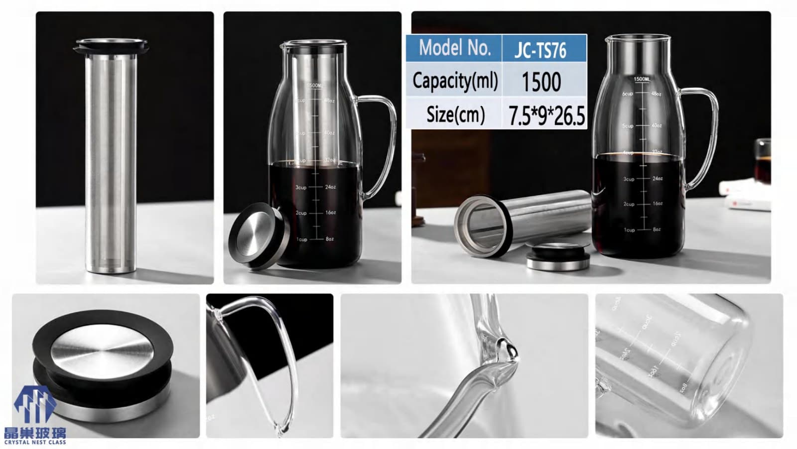 JC-TS76 Stainless Steel Sleeve Glass Bottle